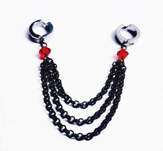 Labia Chain Dangle, Non Piercing, with Red Crystals. Intimate Body Jewelry. BDSM