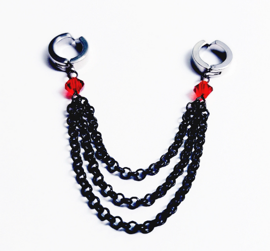 Labia Chain Dangle, Non Piercing, with Red Crystals. Intimate Body Jewelry. BDSM