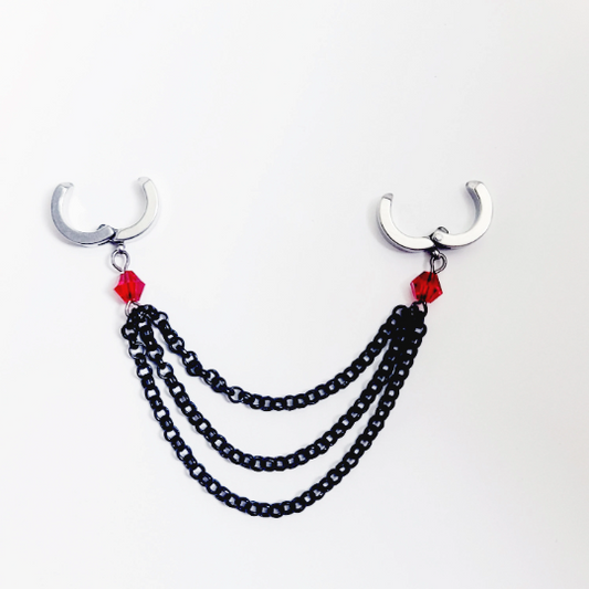 Labia Chain Dangle, Non Piercing, with Red Crystals. Intimate Body Jewelry. BDSM