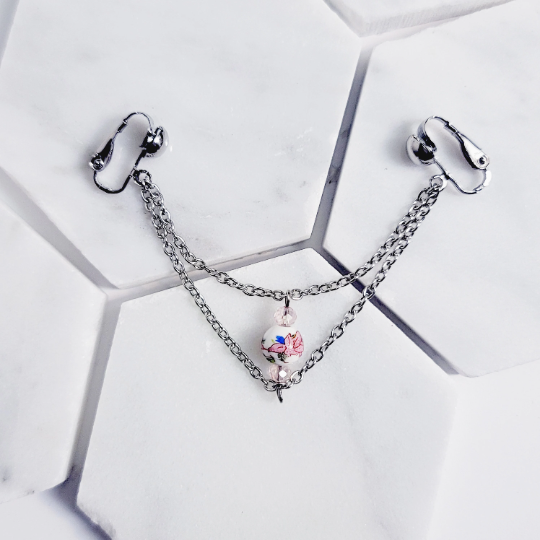 Non Piercing Intimate Jewelry. Vintage Rose Labia Chain Dangle, Not Pierced. BDSM Submissive