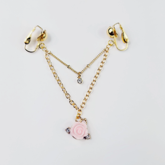 Non Piercing Labia Chain Dangle with Rose and Clear Gems. Erotic Intimate Body Jewelry, Hotwife, Lifestyle, BDSM
