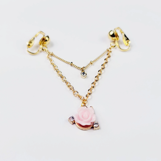 Non Piercing Labia Chain Dangle with Rose and Clear Gems. Erotic Intimate Body Jewelry, Hotwife, Lifestyle, BDSM