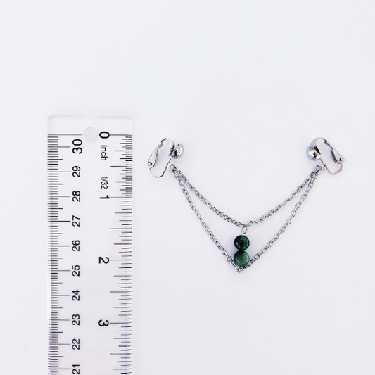 Vaginal Chain Dangle Non Piercing. Intimate Body Jewelry for Women. Labia Clips with Chain and Tigers Eye Stone.