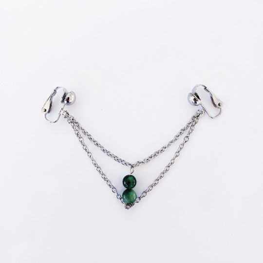 Vaginal Chain Dangle Non Piercing. Intimate Body Jewelry for Women. Labia Clips with Chain and Tigers Eye Stone.