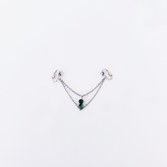 Vaginal Chain Dangle Non Piercing. Intimate Body Jewelry for Women. Labia Clips with Chain and Tigers Eye Stone.