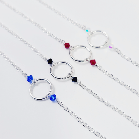 Discreet Day Collar Circle of O Necklace with Crystals. BDSM Submissive.
