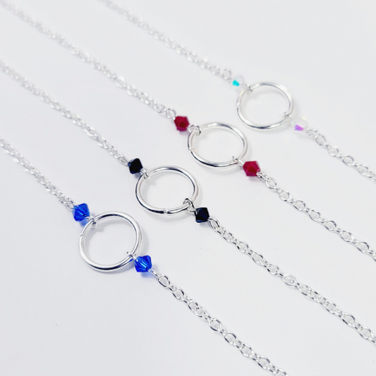 Discreet Day Collar Circle of O Necklace with Crystals. BDSM Submissive.