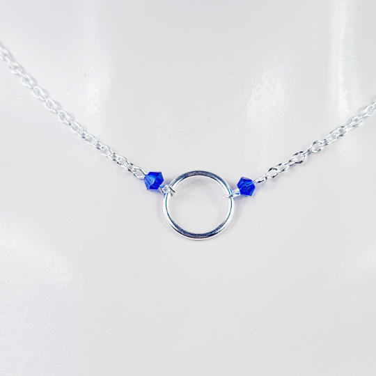 Discreet Day Collar Circle of O Necklace with Crystals. BDSM Submissive.