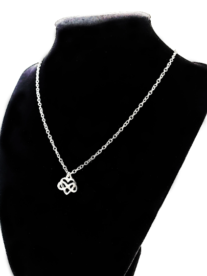 Infinity Heart Polyamory symbol on silver chain necklace. Adult, BDSM, Poly