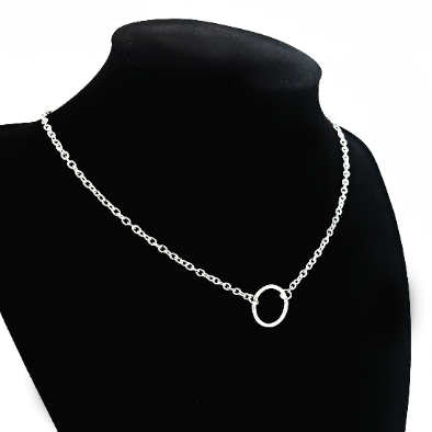silver circle of o necklace, sub day collar