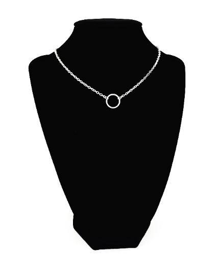 silver circle of o necklace, sub day collar