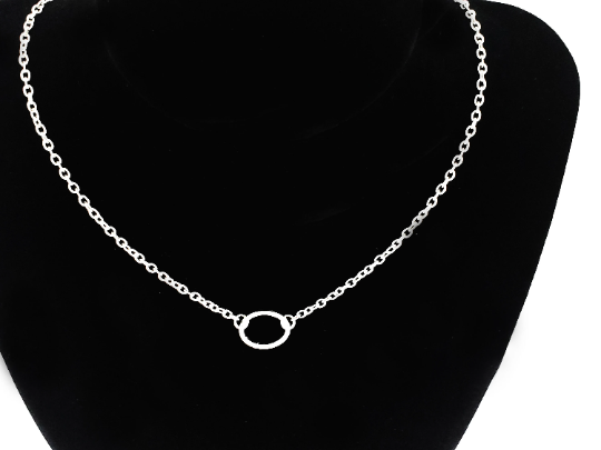 silver circle of o necklace, sub day collar