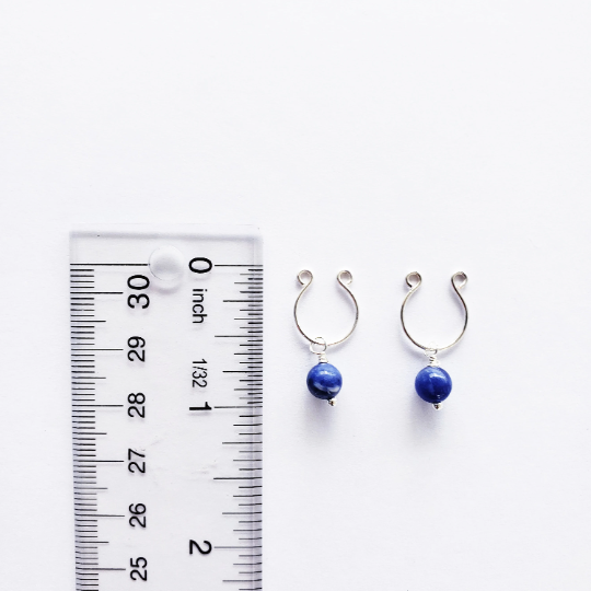 Non Piercing Nipple Rings with Blue Sodalite. Intimate Body Jewelry for Women, Not Pierced