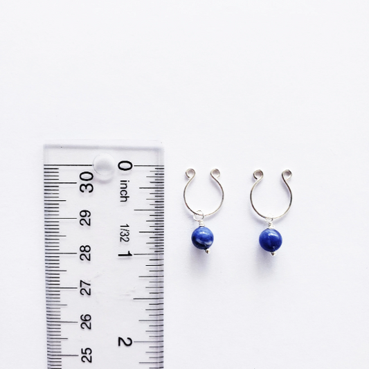 Non Piercing Nipple Rings with Blue Sodalite. Intimate Body Jewelry for Women, Not Pierced