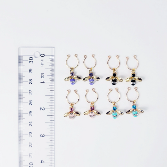 Non Piercing Nipple Rings with Gemstone Bees. Not Pierced, BDSM