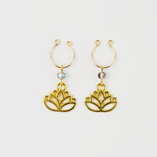Non Piercing Gold Lotus Flower Nipple Rings. Not Pierced, Fake Piercings, BDSM