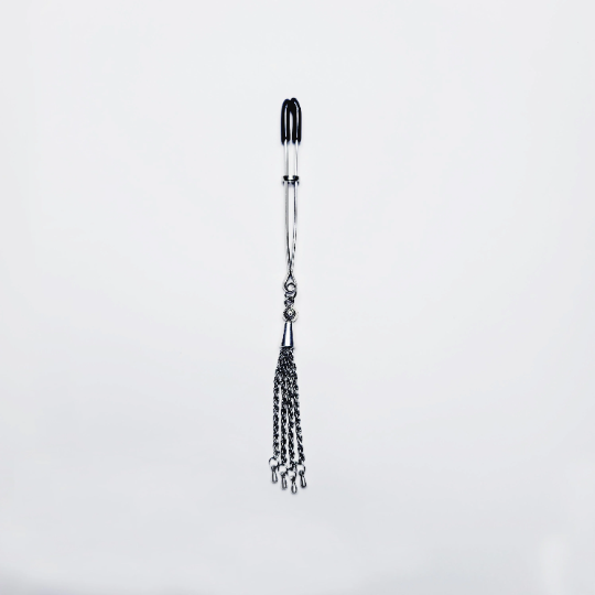 Tweezer Clit Clamp with Chain Tassel. BDSM Clitoral Clamp.
