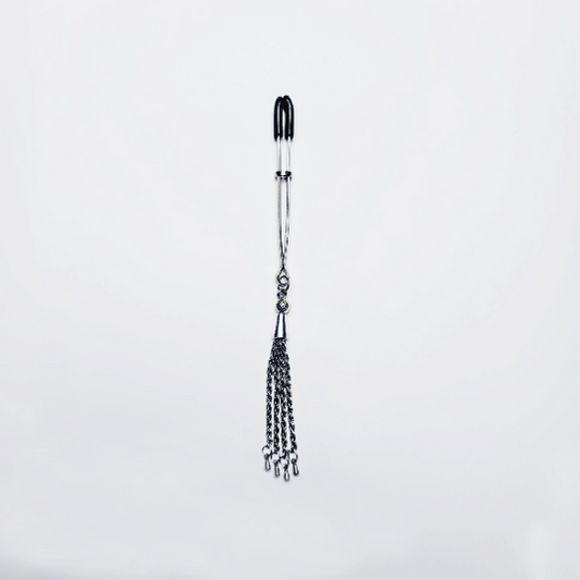 Tweezer Clit Clamp with Chain Tassel. BDSM Clitoral Clamp.