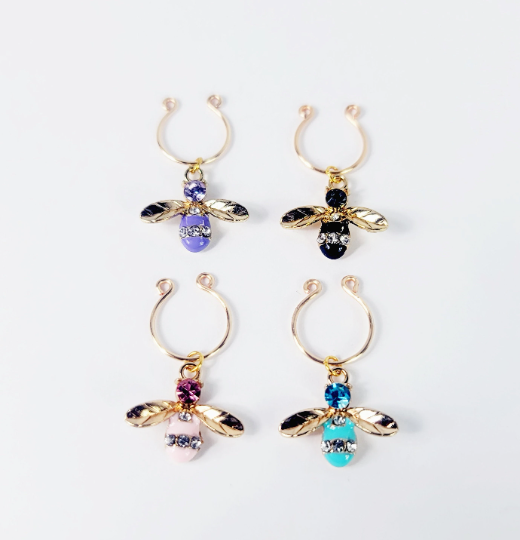 Non Piercing Nipple Rings with Gemstone Bees. Not Pierced, BDSM