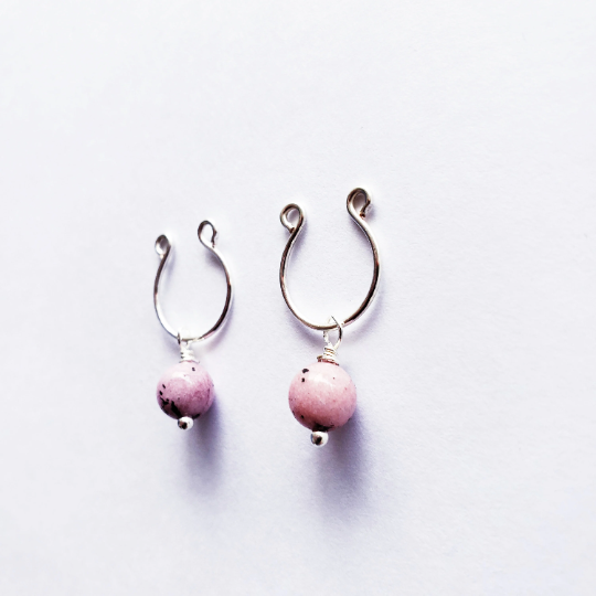 Nipple Rings Non Piercing With Pink Stone Beads. Not Pierced. BDSM Toy