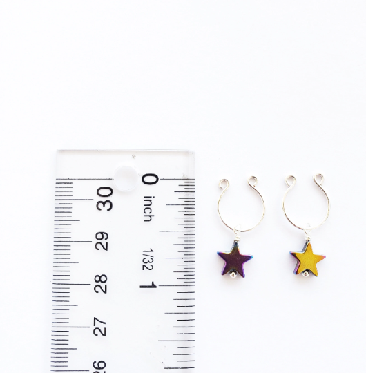 Non Piercing Nipple Rings with Metallic Star. Submissive, DDLG, Fake Nipple Piercings, BDSM