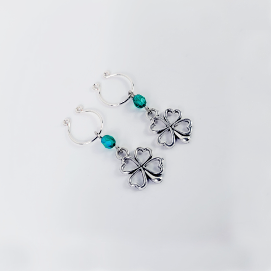 Non Piercing Nipple Rings with Shamrocks. Four Leaf Clover Intimate Jewelry for Her. BDSM