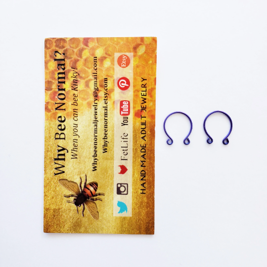 Non Piercing Niobium Purple Nipple Rings. Hypoallergenic.