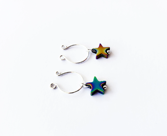 Non Piercing Nipple Rings with Metallic Star. Submissive, DDLG, Fake Nipple Piercings, BDSM