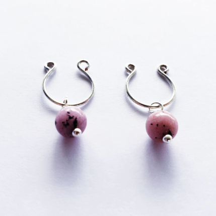 Nipple Rings Non Piercing With Pink Stone Beads. Not Pierced. BDSM Toy