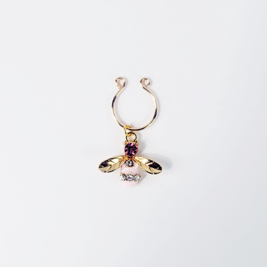 Non Piercing Nipple Rings with Gemstone Bees. Not Pierced, BDSM