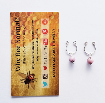 Nipple Rings Non Piercing With Pink Stone Beads. Not Pierced. BDSM Toy