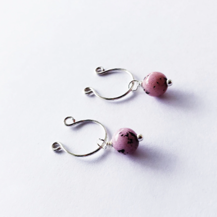 Nipple Rings Non Piercing With Pink Stone Beads. Not Pierced. BDSM Toy