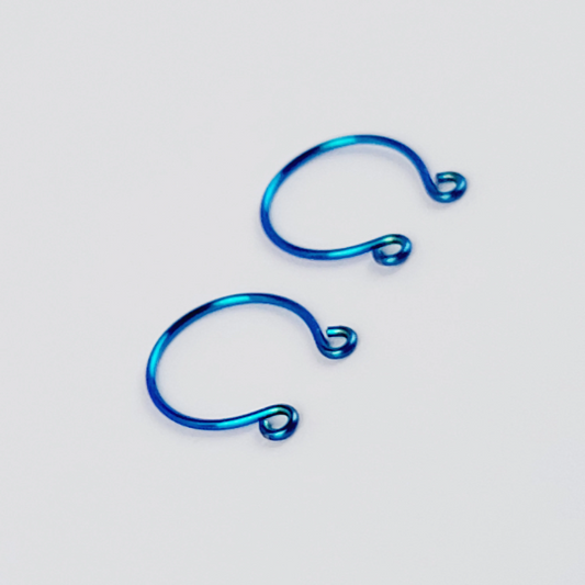 Non Piercing Nipple Rings, Blue Niobium. Hypoallergenic. Not Pierced.