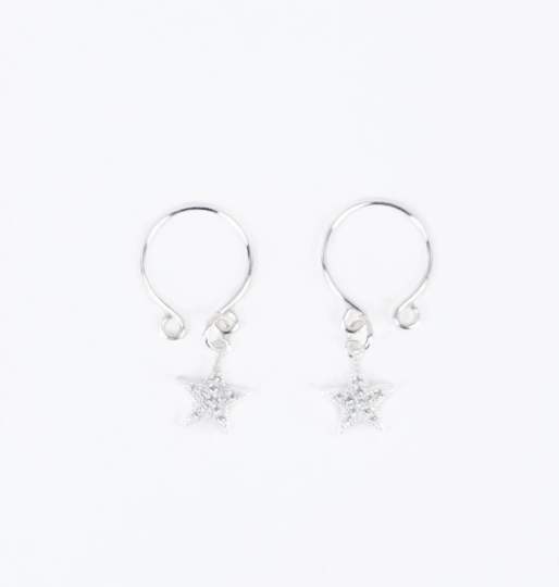 Non Piercing Sterling Silver Star Nipple Rings. Fake Nipple Rings, Not Pierced, Intimate Body Jewelry