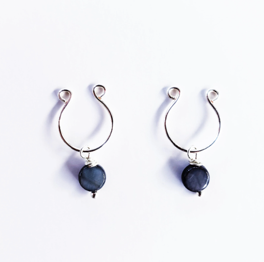 Non Piercing Nipple Rings with Shell Beads. Not Pierced Intimate Body Jewelry for Women. BDSM