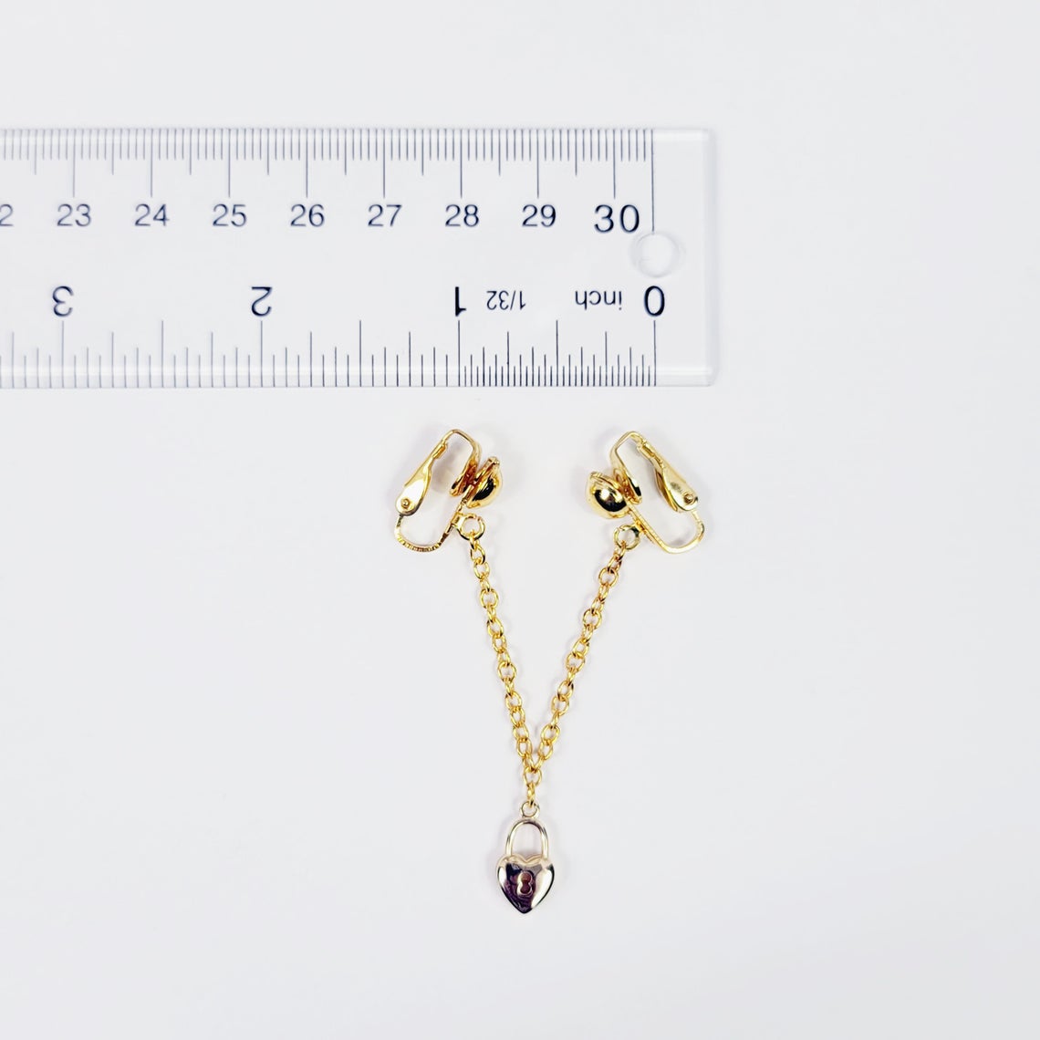 Gold Heart Lock Labia Chain Dangle