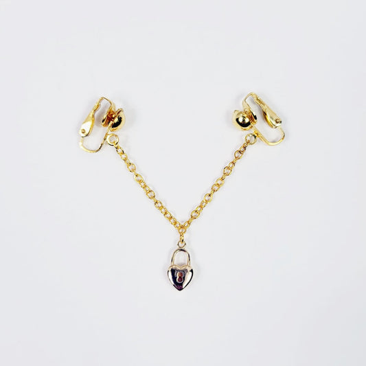 Gold Heart Lock Labia Chain Dangle