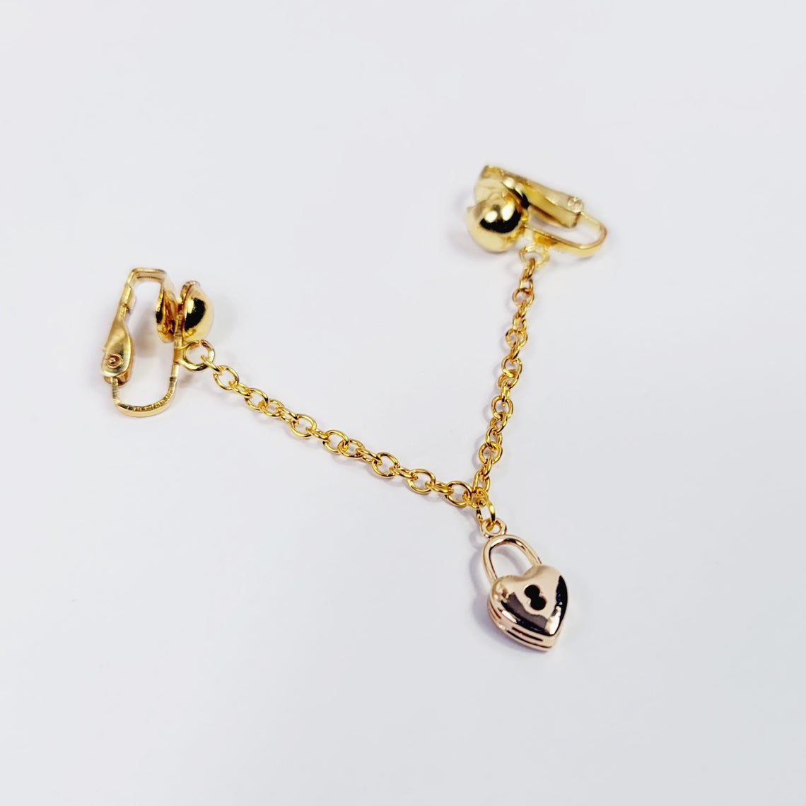 Gold Heart Lock Labia Chain Dangle