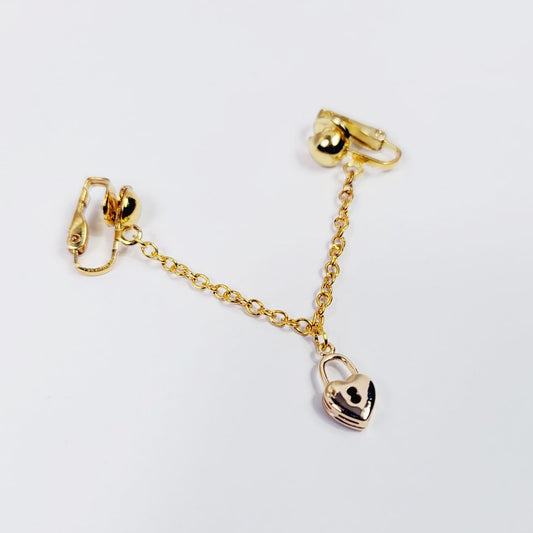 Gold Heart Lock Labia Chain Dangle