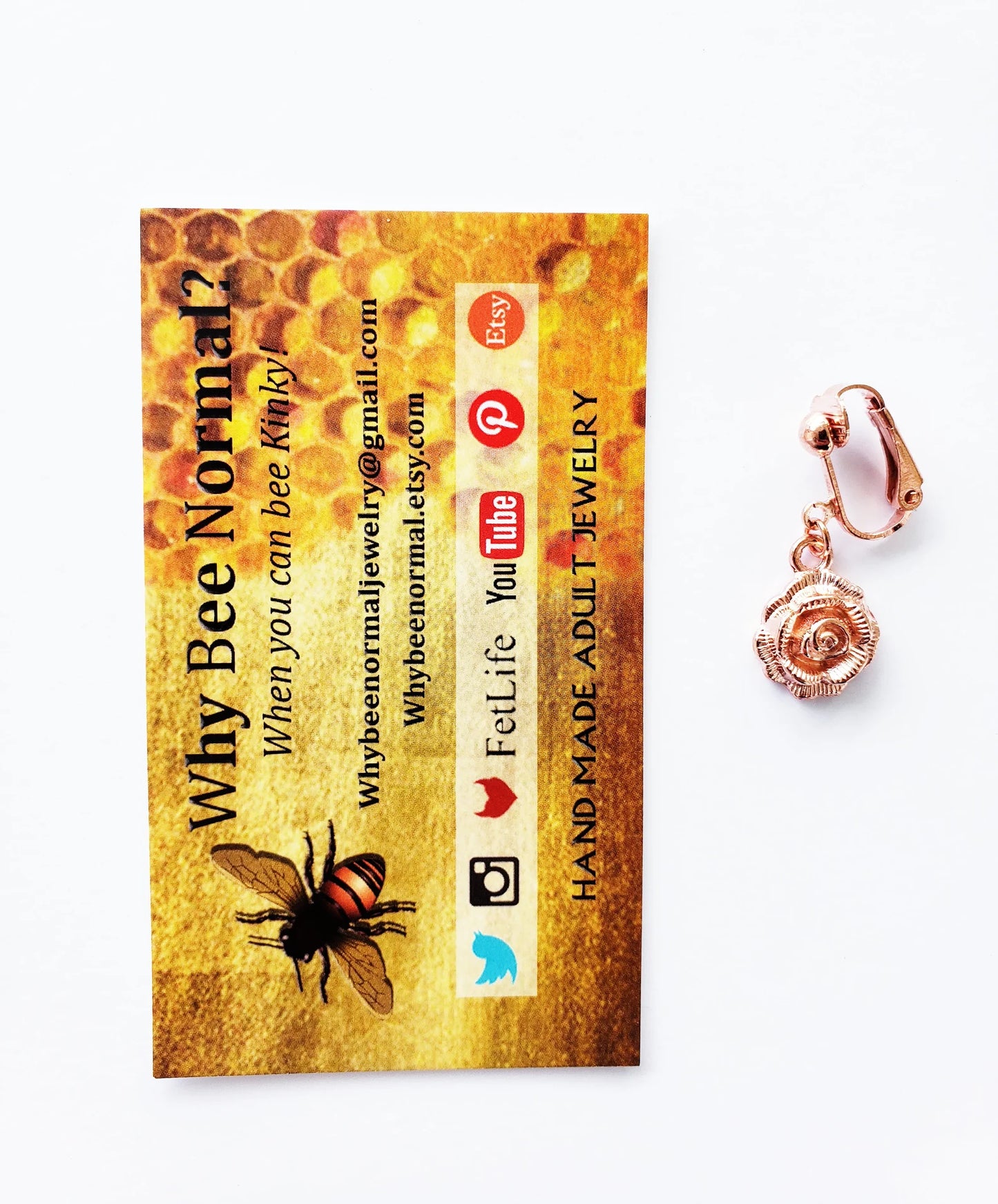 Rose Gold Rose Charm VCH Clip