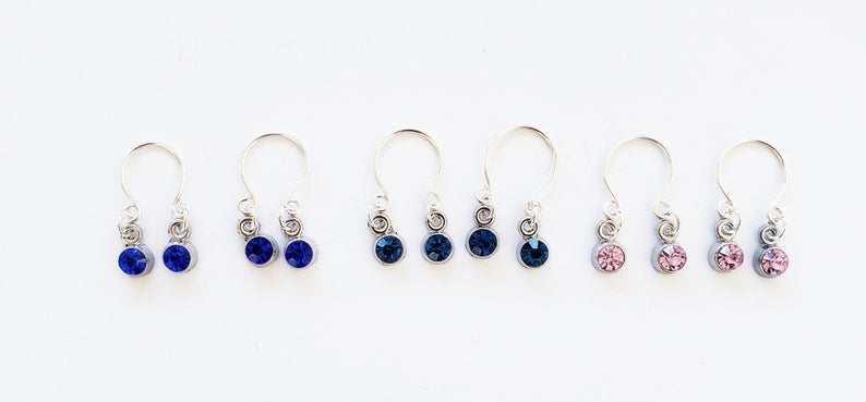 Non-Piercing Nipple Rings with Gemstone Dangles. Horseshoe Style Fake Piercings.