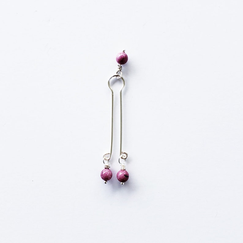 Silver Clit Clamp/Labia Clip with Pink Rhodonite