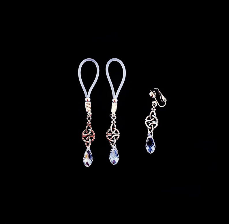 Crystal Celtic and Knot Crystal Set, Nipple Dangles and VCH Clip