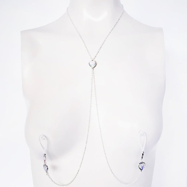 Mermaid/Dragon's Scale Heart Necklace to Nipple. Non-Piercing