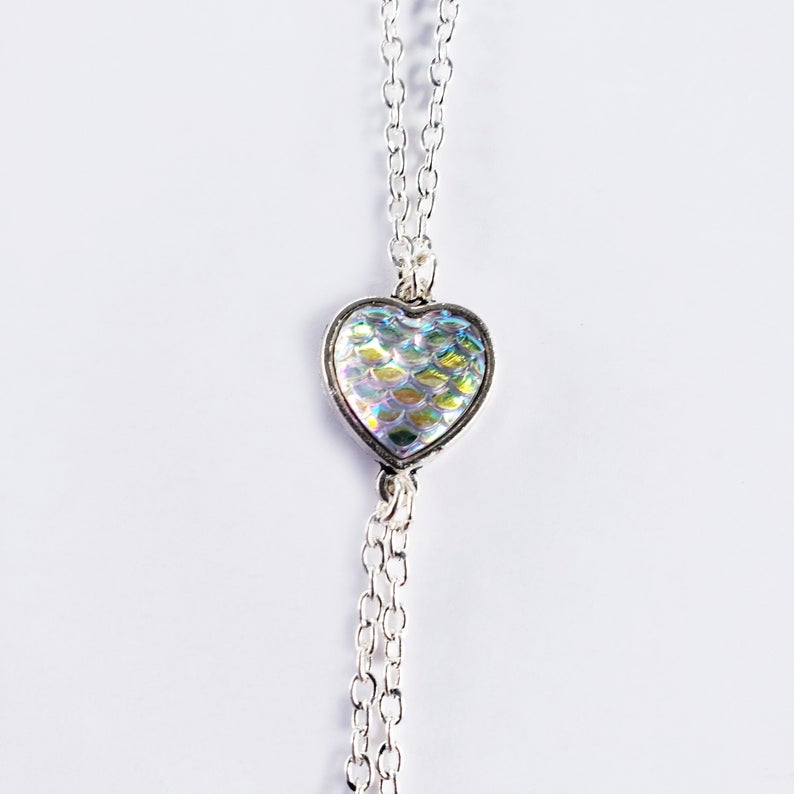 Mermaid/Dragon's Scale Heart Necklace to Nipple. Non-Piercing
