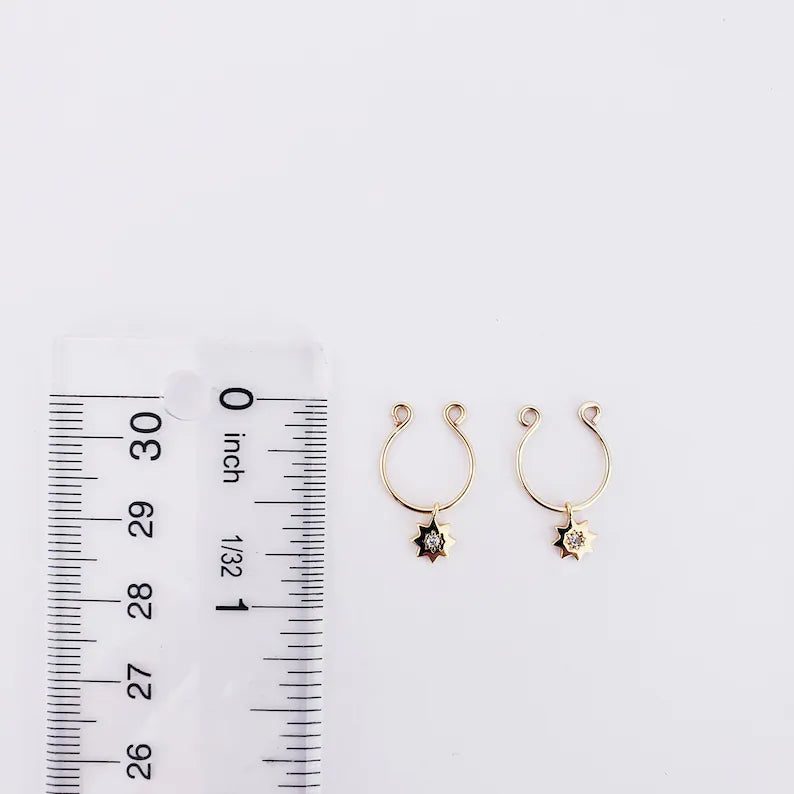 Gold Nipple Rings with 18k Stars