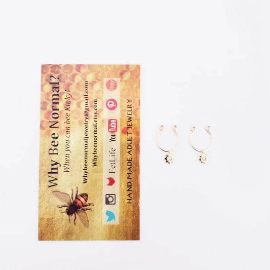 Gold Nipple Rings with 18k Stars
