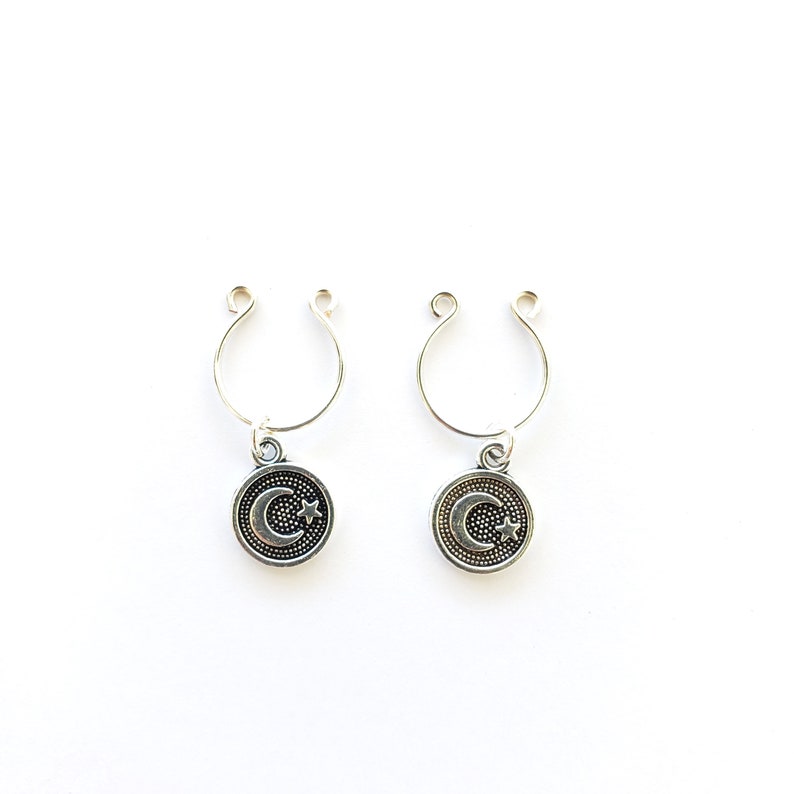 Non Piercing Star and Moon Nipple Rings
