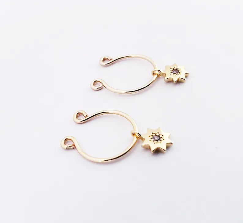Gold Nipple Rings with 18k Stars