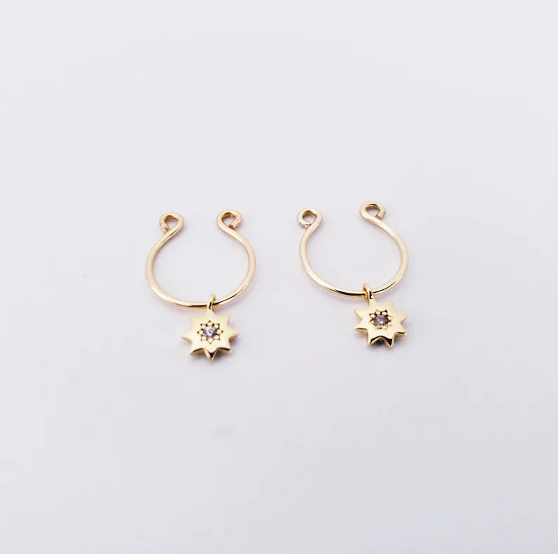 Gold Nipple Rings with 18k Stars
